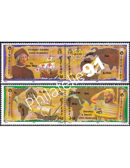 Gibraltar, n° 647 à 650, 2 paires, timbres Europa