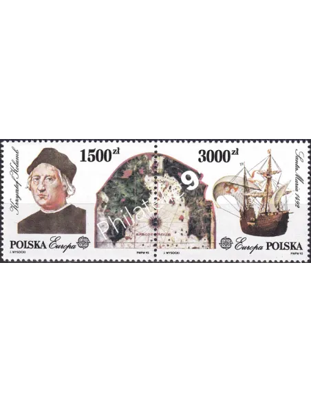 Timbres de Pologne n° 3178 à 3179, Europa 1992, collection Europe
