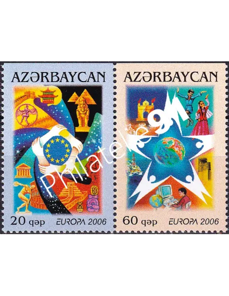 Azerbaïdjan, n° 538a à 539a, Paire ND en haut, timbres Europe
