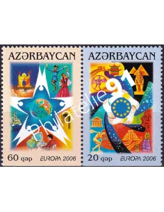Azerbaïdjan, n° 538b à 539b, Paire ND en bas, timbres Europe
