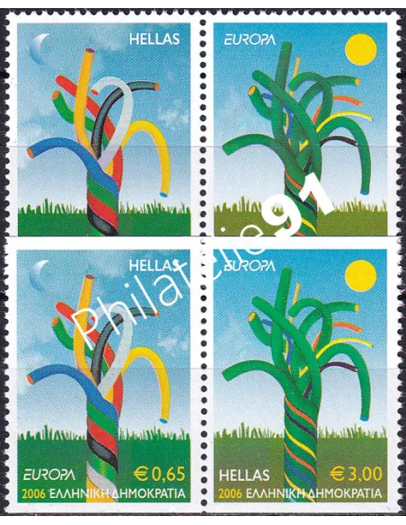 Grèce, n° 2330 à 2333, 1 paire + 1 paire de carnet, timbres Europa