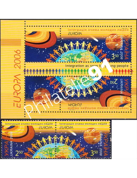 Ukraine, n° 715 à 718, Paire + Feuille, collection timbres Europe