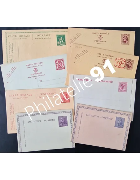 Belgique, lot de 8 entiers postaux, timbres Europe