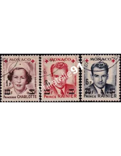 MONACO, n° 379A à 381A surchargés, oblitérés, Timbres Monaco