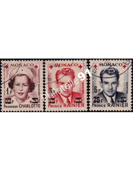 MONACO, n° 379A à 381A surchargés, oblitérés, Timbres Monaco