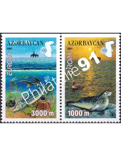Azerbaïdjan, n° 417a à 418a, Paire ND en haut, timbres Europe