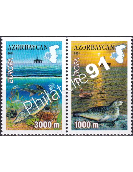 Azerbaïdjan, n° 417a à 418a, Paire ND en haut, timbres Europe
