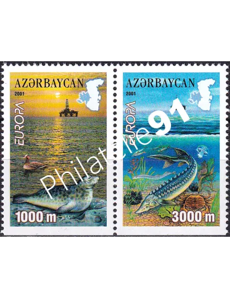 Azerbaïdjan, n° 417b à 418b, Paire ND en bas, timbres Europe