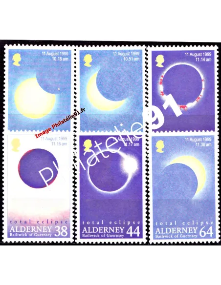 ALDERNEY - n° 132 à 137 - Eclipse solaire totale - 1999
