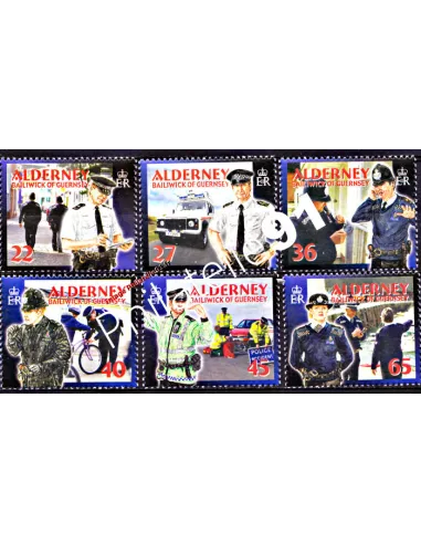 ALDERNEY - n° 219 à 224 - Services (III). La Police. Uniformes