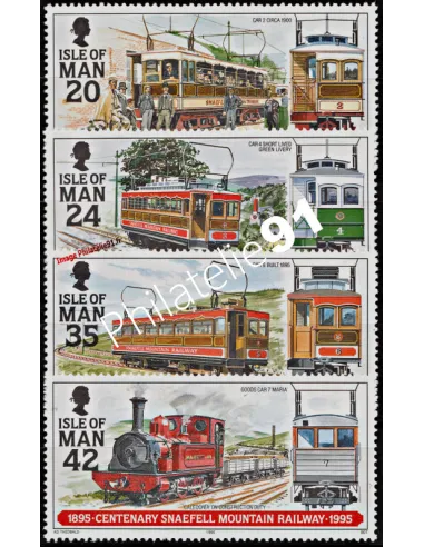Timbres d'ILE DE MAN n° 653 à 656, tramway, Collection timbres Europe