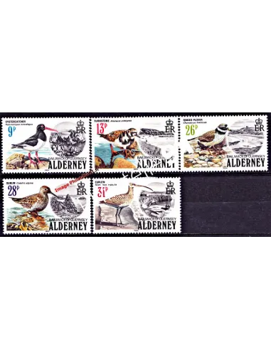 ALDERNEY - Timbres n° 13 à 17 - Faune - Oiseaux