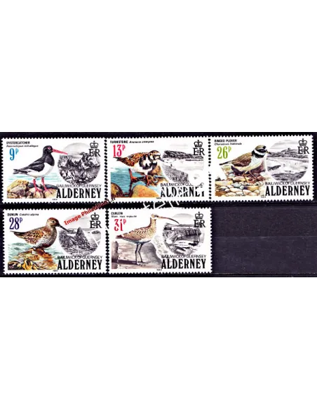 ALDERNEY - Timbres n° 13 à 17 - Faune - Oiseaux