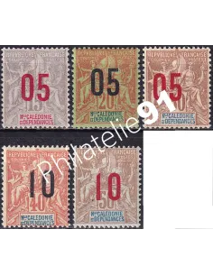 Nouvelle Calédonie, n° 105 à 109 charnière, Timbres des Colonies françaises