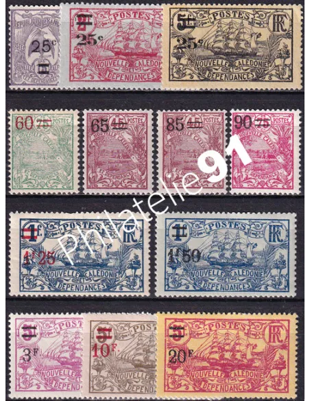 Nouvelle Calédonie, n° 127 à 138 charnière, Timbres Colonies