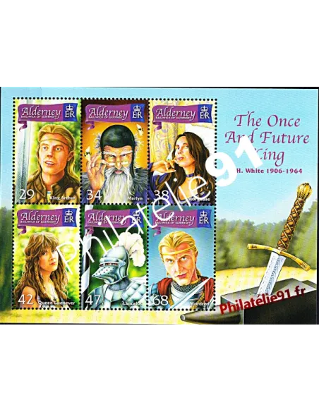 Bloc de timbres d'ALDERNEY n° 18 - Littérature : "The once and Future King"
