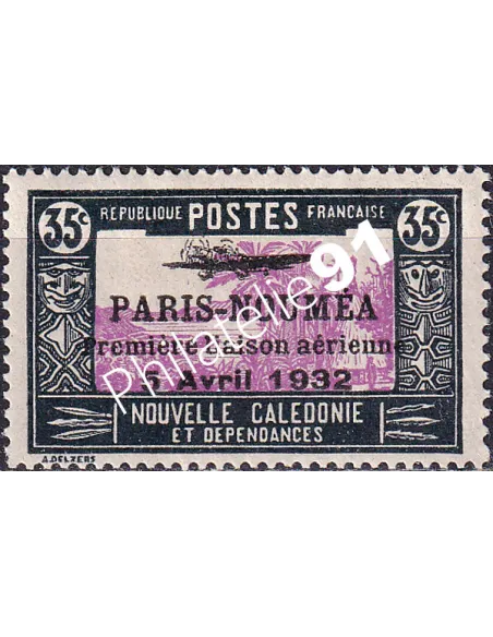 Nouvelle Calédonie, PA n° 12 charnière, Timbres des Colonies françaises