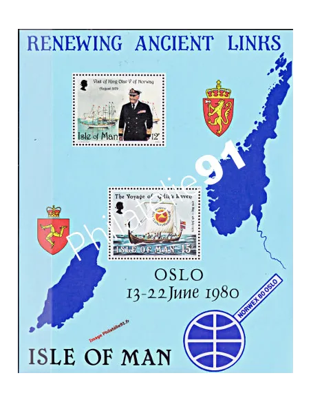 ILE DE MAN - BF n°    4 ** - Roi Olav V de Norvège. "Norwex 80"
