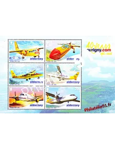 Bloc de timbres d'ALDERNEY n° 22 - Compagnie aérienne Aurigny Air Services.