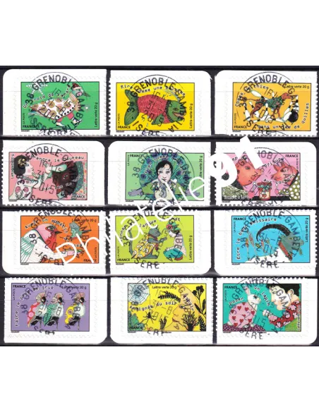 Adhésifs n° 1164 à 1175 oblitérés, collection timbres France