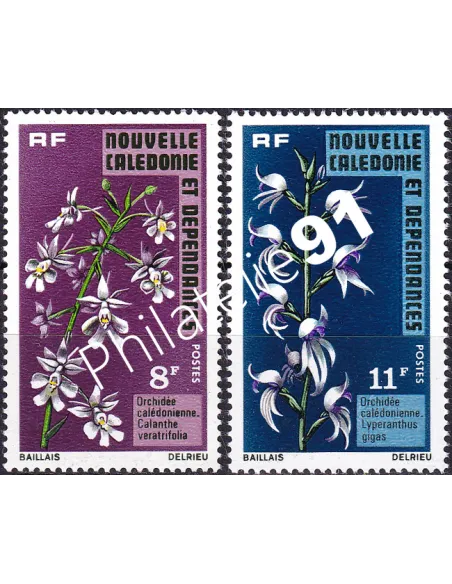 NOUVELLE CALEDONIE, n° 392 à 393, timbres dom tom