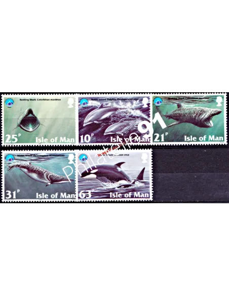 Timbres d'ILE DE MAN n° 797 à 801 - Faune marine