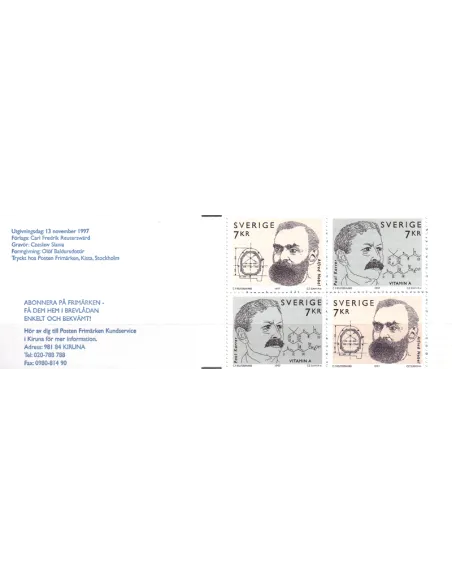 Suède, Carnet n° 2007, collection timbres Europe