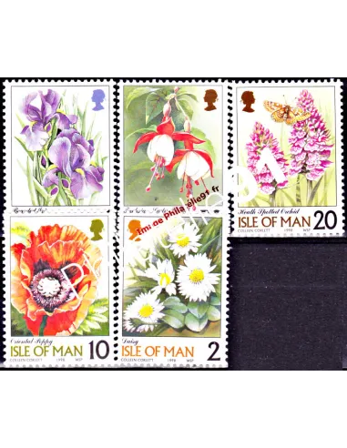 ILE DE MAN - n° 813 à 817 - Fleurs
