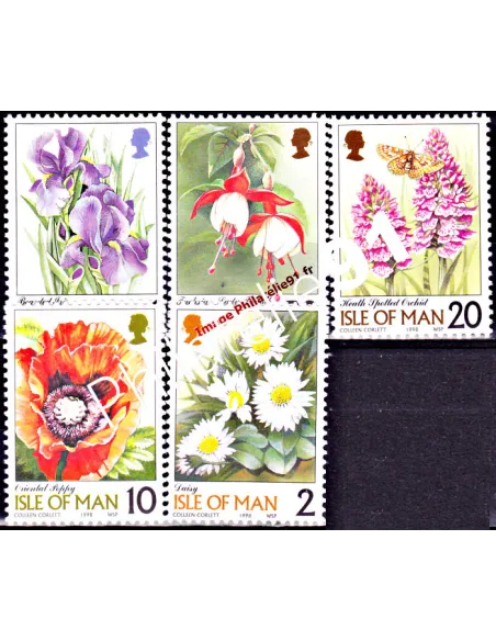 ILE DE MAN - n° 813 à 817 - Fleurs