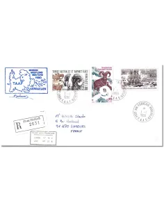 TAAF, n°  141, PA 86 et 111 sur lettre recommandée, Lettres Dom-Tom