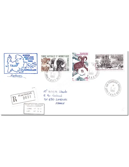 TAAF, n°  141, PA 86 et 111 sur lettre recommandée, Lettres Dom-Tom