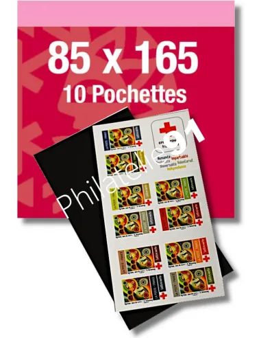 pochettes 85 mm x 165 mm, double soudure, noir, Yvert et Tellier