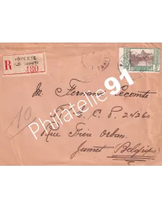 Tahiti, enveloppe recommandée pour la Belgique, Lettres Colonies