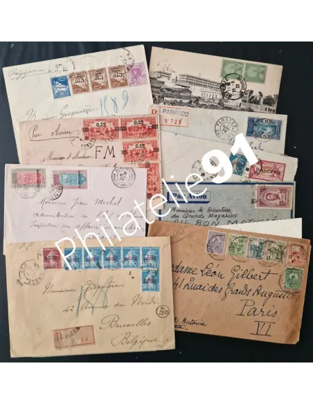 Colonies, Lot d'enveloppes oblitérées, Collection lettre Colonies