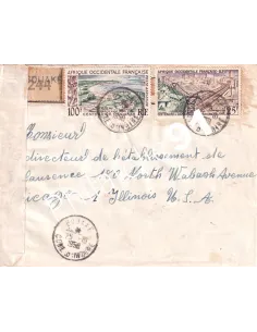 AOF, Enveloppe recommandée pour les USA, lettre Colonies