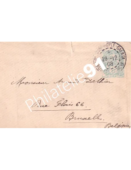 LEVANT, Entier Postal oblitéré pour la Belgique, entiers Colonies
