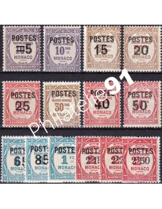 Timbres n° 140 à 153 charnière, Collection Timbres monaco