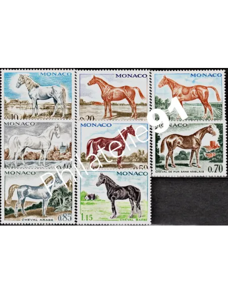 MONACO n° 831 à 838, Chevaux de sang, timbres de Monaco