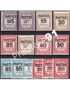 Timbres n° 140 à 153, Collection Timbres monaco