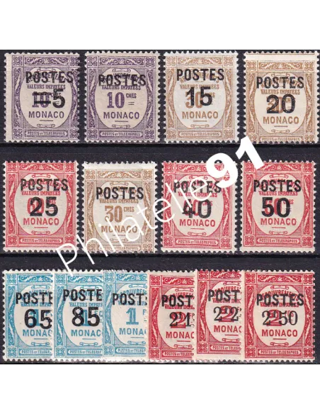 Timbres n° 140 à 153, Collection Timbres monaco