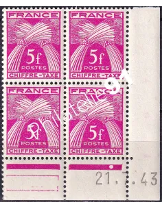 Coin daté sur Timbre-Taxe n° 75, Collection timbres France