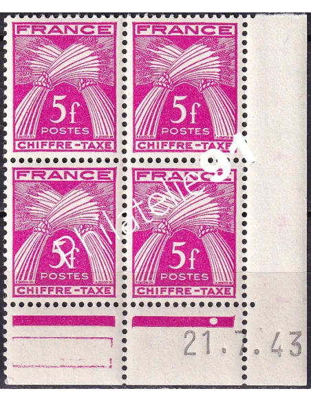 Coin daté sur Timbre-Taxe n° 75, Collection timbres France