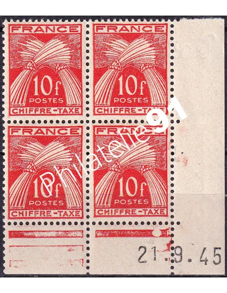 Coin daté sur Timbre-Taxe n° 76, Collection timbres France