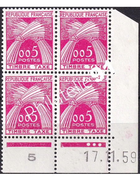 Coin daté sur Timbre-Taxe n° 90, Collection timbres France