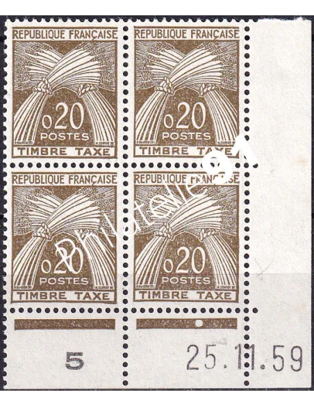 Coin daté sur Timbre-Taxe n° 92, Collection timbres France