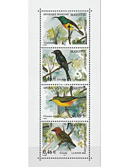 Mayotte n° 134 à 137, oiseaux, collection timbres Dom-Tom