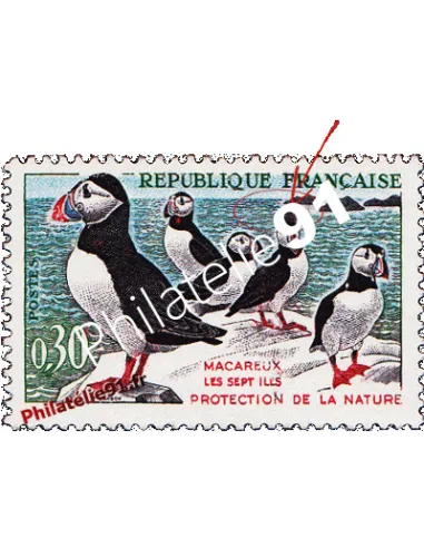 Variété sur Timbre de France n° 1274a, Macareux-moines, timbres France