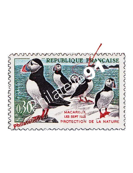 Variété sur Timbre de France n° 1274a, Macareux-moines, timbres France