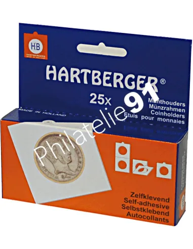 Matériel numismatique 1000  Étuis individuels autocollants pour monnaies  - Hartberger -  pour pièces jusqu'à 53 mm