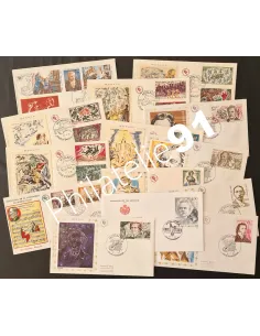 Monaco, lot de 14 enveloppes 1er Jour, Musique, lettres monde